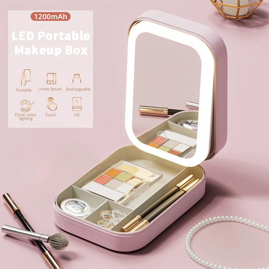 Mini Makeup Box With LED Mirror