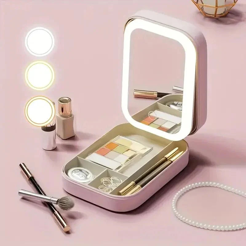 Mini Makeup Box With LED Mirror